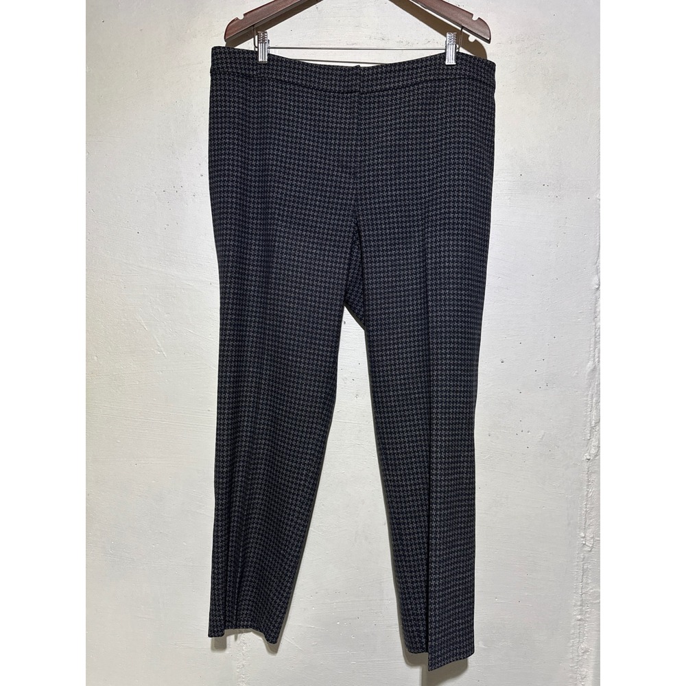 Talbots Hampshire Womens 18WP Houndstooth  Ankle Pants Navy Gray Stretch preppy